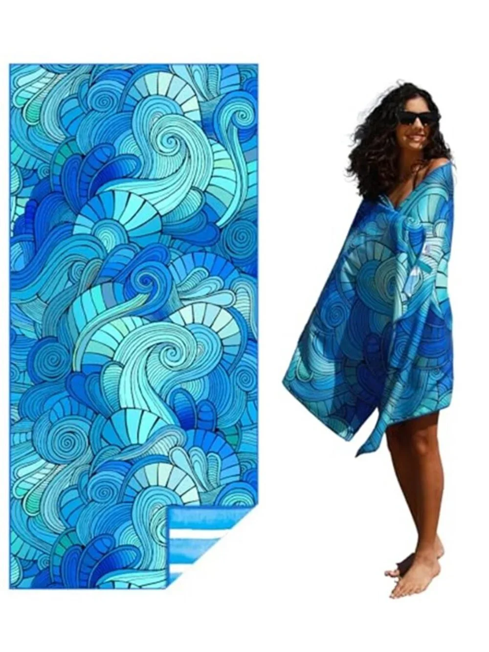 Thin Lightweight Microfiber Beach Towel Sand Free Quick Dry Absorbent Compact